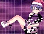  bad_id bad_pixiv_id doremy_sweet douji dress hat naughty_face nightcap panties panties_around_one_leg purple_eyes purple_hair skirt socks solo touhou underwear 