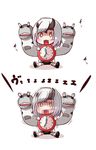  :d alarm_clock blush chibi clock commentary_request fangs heavy_cruiser_hime himano_(himano_n) horns kantai_collection multiple_views open_mouth shaking shinkaisei-kan smile teeth trembling v-shaped_eyebrows white_hair yellow_eyes 