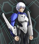  armor bodysuit cyberconnect jutah male_focus red_eyes ryuu_pentarou silent_bomber solo white_hair 