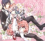  bad_id bad_pixiv_id butler choker ciel_phantomhive crossdressing dress flower gothic_lolita hair_flower hair_ornament hair_over_one_eye hat head_wreath kneehighs kuroshitsuji lolita_fashion makkuro_(makkuro_na) male_focus multiple_boys otoko_no_ko sebastian_michaelis victorian yaoi 