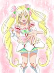  :d bike_shorts blonde_hair boots bow choker cowboy_shot cure_echo earrings frills hair_ornament hair_ribbon hanzou heart heart_hair_ornament jewelry knee_boots long_hair looking_at_viewer magical_girl open_mouth outstretched_hand pink_bow pink_ribbon precure precure_all_stars_new_stage:_mirai_no_tomodachi ribbon sakagami_ayumi shorts shorts_under_skirt skirt smile solo striped striped_bow twintails white_choker white_footwear wrist_cuffs yellow_eyes 
