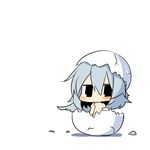  black_eyes chibi eggshell eggshell_hat hatching kishin_sagume silver_hair solo touhou twumi 