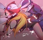  3boys anal armor ass blush cum cum_in_ass cum_in_mouth cum_while_penetrated cumdrip erection fellatio male_focus multiple_boys naughty_face oral over-2_(rockman) penis rockman rockman_x rockman_xover saliva sex spitroast sweat x_(rockman) yaoi zero_(rockman) 