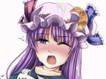  1girl blush breasts close-up cum long_hair one_eye_closed pandora_(angelfeather-heart) patchouli_knowledge purple_eyes purple_hair touhou 