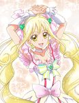  :d armpits arms_up blonde_hair bow breasts choker cleavage cowboy_shot cure_echo earrings frills hair_ornament hair_ribbon hanzou heart heart_hair_ornament jewelry long_hair looking_at_viewer magical_girl medium_breasts open_mouth pink_bow pink_ribbon precure precure_all_stars_new_stage:_mirai_no_tomodachi ribbon sakagami_ayumi skirt smile solo striped striped_bow twintails white_choker white_skirt wrist_cuffs yellow_eyes 