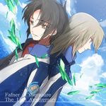  anniversary bad_id bad_pixiv_id black_hair brown_eyes brown_hair cloud copyright_name crystal day horizon long_hair long_sleeves makabe_kazuki minashiro_soushi multiple_boys ocean short_hair sky soukyuu_no_fafner twitter_username uniform wae 