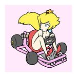  blonde_hair blue_eyes bule cleavage earrings high_heels jewelry looking_back mario_kart nude princess_peach super_mario_bros. 