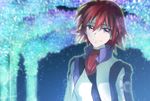  bad_id bad_pixiv_id canon_memphis crystal fading glowing hairband jacket light_particles long_sleeves purple_eyes red_hair shiny shiny_hair short_hair smile solo soukyuu_no_fafner spoilers wae 