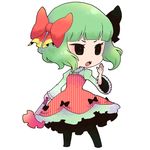  1girl artist_request black_eyes chibi fan ghost-pepper green_hair lady_bow paper_mario simple_background super_mario_bros. 