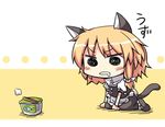  animal_ears blush cat_ears cat_girl cat_tail chibi commentary_request cup_ramen drooling kemonomimi_mode kirisame_marisa lockheart lowres solo tail touhou waiting 