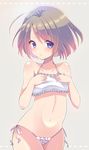  aizawa_chihiro bikini blue_eyes brown_hair error frilled_bikini frills original short_hair solo standing swimsuit 