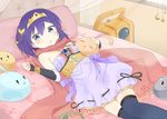  bed bg9saq blue_eyes dress loli purple_hair tagme thighhighs tiara wristwear 