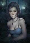  bad_id bad_tumblr_id breasts brown_eyes brown_hair cleavage flashlight fleeing jeff_macanoli jewelry lara_croft lips long_hair low_ponytail medium_breasts necklace no_bra nose pendant ponytail solo spaghetti_strap strap_slip tank_top tomb_raider tomb_raider_(reboot) upper_body wading 