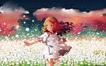  bloomers clouds dress flowers green_eyes h2so4 kuzakawe_maron long_hair orange_hair sky stars summer_dress 