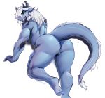  anthro anus big_butt breasts butt dragon female hair horn looking_back msvondran muscular muscular_female nude pussy scalie smile solo thick_thighs 