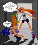  blue_hair fangs female hair inkling male meme nintendo orange_hair parody pointy_ears splatoon srpelo video_games 