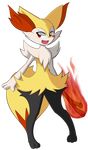  2014 alpha_channel anthro black_fur braixen canine female fire fox fur inner_ear_fluff kurus37 looking_at_viewer mammal nintendo open_mouth orange_eyes pok&eacute;mon simple_background smile solo stick tongue transparent_background video_games white_fur yellow_fur 