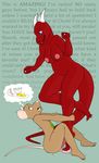  anthro ballbusting balls barefoot blue_eyes breasts cock_and_ball_torture dragon egg english_text erection female fur male male/female mammal nipples nude open_mouth pain penis rat rodent scalie simple_background size_difference smile standing text 