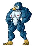  abs absurd_res angry areola avian beak big_blue(character) big_breasts blue_feathers breasts clitoris feathers female hi_res hyper hyper_muscles muscular muscular_female nipples pussy simple_background standing starbound talons thick_thighs video_games white_background wide_hips 