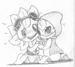  black_and_white blush cloak clothing cute duo eyewear female flora_fauna flower freckles goggles green_shadow hood mask monochrome open_mouth plant plants_vs_zombies sketch smile solar_flare_(plants_vs_zombies) sunflower traditional_media_(artwork) vono 