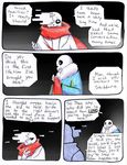  aftertale animated_skeleton blood bone clothed clothing comic dialogue english_text geno_sans_(aftertale)_(character) loverofpiggies male not_furry sans_(undertale) scarf skeleton text undead undertale video_games wounded 