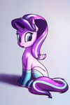 2016 clothing cutie_mark equine female feral friendship_is_magic gradient_background grey_background hair hi_res horn legwear mammal multicolored_hair my_little_pony open_mouth shydale simple_background sitting socks solo starlight_glimmer_(mlp) two_tone_hair unicorn 