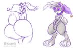  2015 big_butt butt digital_media_(artwork) female hat huge_butt inner_ear_fluff looking_back mammal odin_sphere pooka rear_view weasselk wide_hips 