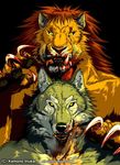  anthro blood canine claws feline kemono_inukai lion male mammal teeth were werelion werewolf wolf 