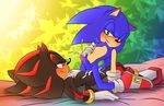  anal anal_penetration angelofhapiness black_nose blush chest_tuft cum cumshot duo erection green_eyes half-closed_eyes hedgehog hi_res issy2610 lying male male/male mammal on_back orgasm penetration penis red_eyes sex shadow_the_hedgehog smile sonic_(series) sonic_the_hedgehog tuft 