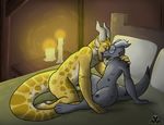  bed candle erection eyewear female flat_chested glasses horn kobold magpiehyena male male/female penis scalie sir_squiggles_(character) tongue 