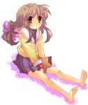  barefoot clannad feet hikarizaka_private_high_school_uniform ibuki_fuuko kurohara_yuu school_uniform smile solo starfish 