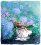  animal bad_id bad_pixiv_id issun koku_666 leaf leaf_umbrella lowres no_humans ookami_(game) rain wolf 