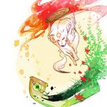  animal bad_id bad_pixiv_id calligraphy_brush issun koku_666 no_humans ookami_(game) paintbrush wolf 