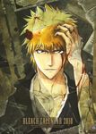  absurdres bleach blood calendar highres kurosaki_ichigo male male_focus nagasawa_yukie official_art orange_hair scan 