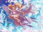  boots brown_hair choker cure_angel_(fresh_precure!) cure_peach earrings feathers fresh_precure! heart high_heels highres hisahiko jewelry long_hair magical_girl momozono_love open_mouth pink_choker precure shoes smile solo twintails 