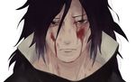  1boy bangs blood looking_at_viewer male_focus naruto portrait simple_background solo uchiha_madara white_background 