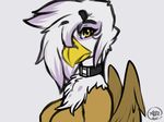  2016 animated anthro anthrofied avante92 avian beak blush breasts brown_feathers feathered_wings feathers female friendship_is_magic gilda_(mlp) gryphon looking_at_viewer my_little_pony nude simple_background solo white_background white_feathers wings 