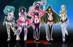  5girls bishoujo_senshi_sailor_moon blonde_hair blue_hair breasts chibi_usa cleavage full_body green_hair heart heart_maebari jakuzure_nonon_(cosplay) kaiou_michiru kill_la_kill maebari meiou_setsuna multiple_girls pink_hair sailor_neptune sailor_pluto sailor_saturn sailor_uranus suspenders takumy ten&#039;ou_haruka ten'ou_haruka tomoe_hotaru twintails underboob very_long_hair 