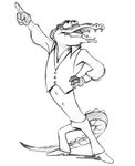  alligator animalympics bolt_jenkins dancing low_res male movie reptile scalie simple_background sketch unknown_artist white_background 
