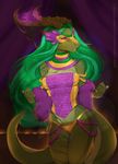  anthro breasts clothed clothing fangs female hi_res lizard panties reptile scalie smile solo teeth underwear vexstacy wide_hips 