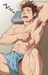  1boy body_hair bulge erection male_focus sleeping solo sweat tagme topless underwear 