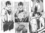  2boys abs against_wall anal anus ass bara blush comic drooling dungeon_and_fighter facial_hair happy_sex kiss looking_at_viewer male_focus money monochrome multiple_boys muscle naughty_face nikism pecs pov prostitution public saliva spreading sweat undressing yaoi 