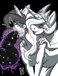  2016 anthro anthrofied black_background blue_eyes blush breasts cum cum_in_mouth cum_inside duo equine eyelashes female friendship_is_magic hair horn long_hair mammal my_little_pony nipples open_mouth oral oral_penetration penetration princess_celestia_(mlp) princess_luna_(mlp) purple_eyes sibling simple_background sisters tentacles unicorn zwitterkitsune 