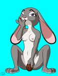  2016 anthro breasts candy chocolate chocolate_egg digital_media_(artwork) disney eating egg female food fur generalscot grey_fur gscot judy_hopps lagomorph licking_fingers long_ears looking_at_viewer mammal misleading_thumbnail nipples nude purple_eyes rabbit simple_background sitting small_breasts smile solo spread_legs spreading text zootopia 