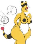  ? absurd_res ampharos anthro areola black_nipples breasts female hi_res nintendo nipples pok&eacute;mon quin-nsfw red_eyes simple_background sketch standing video_games white_background wide_hips 