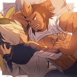  2boys abs inazuma_eleven_(series) male_focus multicolored_hair multiple_boys muscle nikism pecs size_difference tagme undressing yaoi 