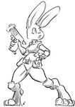  anthro big_ears buckteeth clothing disney ein_(artist) female fur gun hi_res judy_hopps lagomorph legwear long_ears mammal monochrome navel police_uniform rabbit ranged_weapon simple_background sketch socks solo teeth toeless_socks tool_belt uniform weapon white_background white_fur worried zootopia 