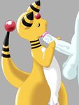  absurd_res ampharos duo erection faceless_male hi_res male male/male nintendo oral penis pok&eacute;mon simple_background solo_focus video_games yellow_skin 