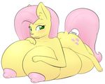  2016 areola big_breasts breasts canine cutie_mark female fluttershy_(mlp) fox friendship_is_magic green_eyes hair huge_breasts hyper hyper_breasts lamiaaaa long_hair mammal multi_breast my_little_pony nipples pink_hair simple_background solo white_background 