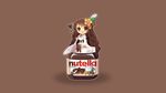  anthropomorphism brown brown_eyes brown_hair chibi chocolate dav-19 dress heart nutella nutella-chan_(dav-19) photoshop thighhighs zettai_ryouiki 